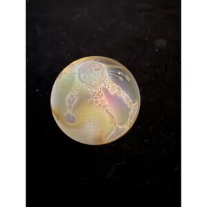 Robert Coleman Studio Art Glass Paperweight Iridescent Signed RC 1.5"